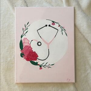 Floral Stethoscope Canvas Art